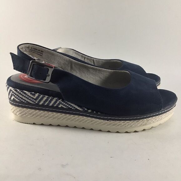 Jana Relax soft line aura womens wedge sandals slides suede blue size EU 38 US 8 - Picture 1 of 8